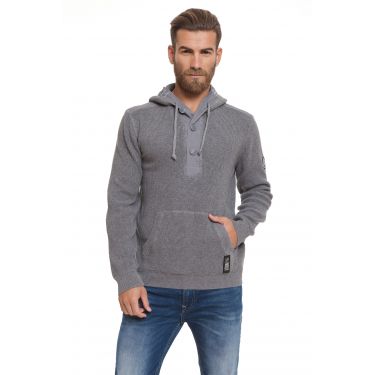 Pull col bouton gris 