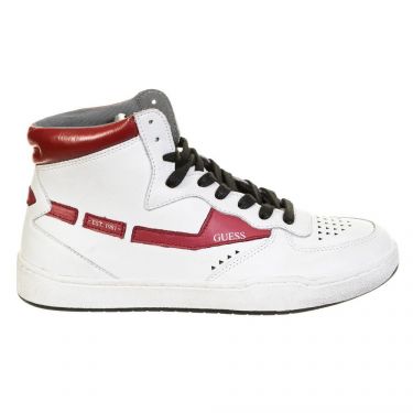 Sneakers Montantes cuir/tissu Blanc/Bordeaux