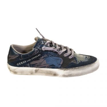 Sneakers cuir effet vintage Bleu foncé