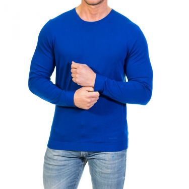 Pull bleu col rond