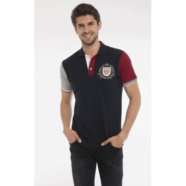 polo navy gris rouge
