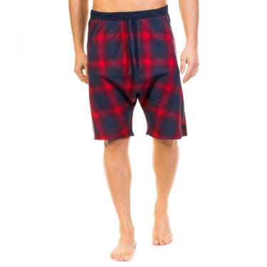 Diesel Pyjama Short Bleu Marine à Carreaux Rouge